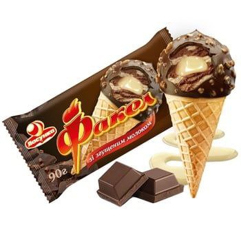 Морозиво ріжок Ласунка Факел згущ молоко 90г